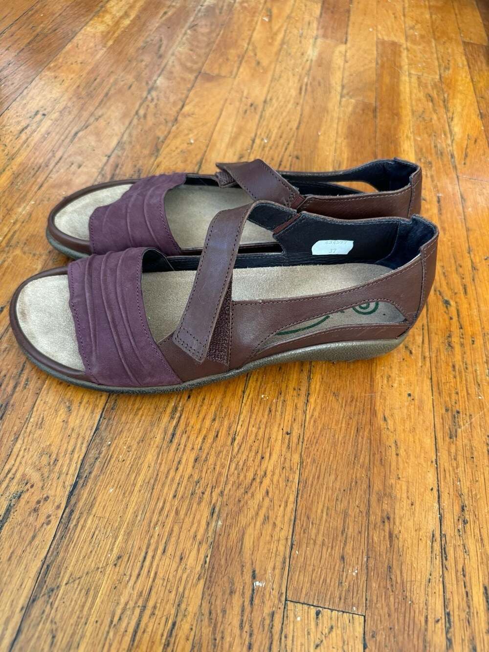 Naot Papaki Brown and Purple Leather Nubuck Sandals Women's Size 37